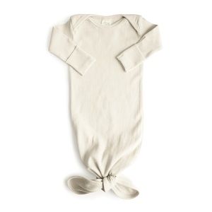 Mushie Ribbed Knotted Gown in Ivory NWT